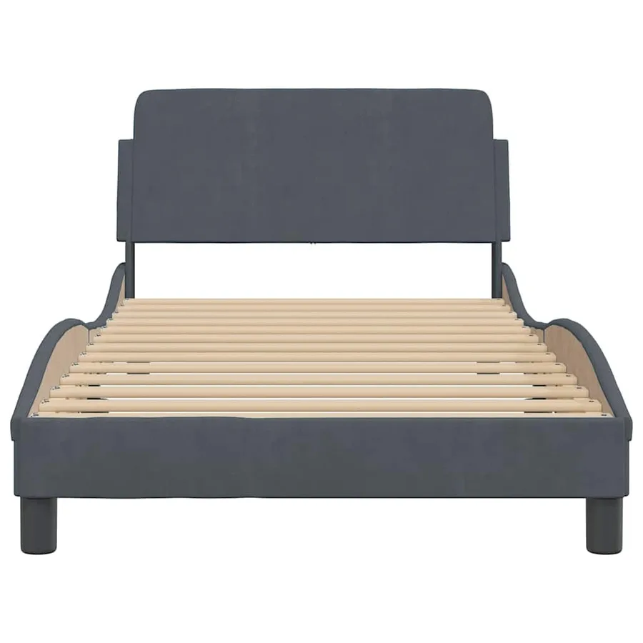 Cadre de lit Dover gris foncé 100x200 cm velours - 4