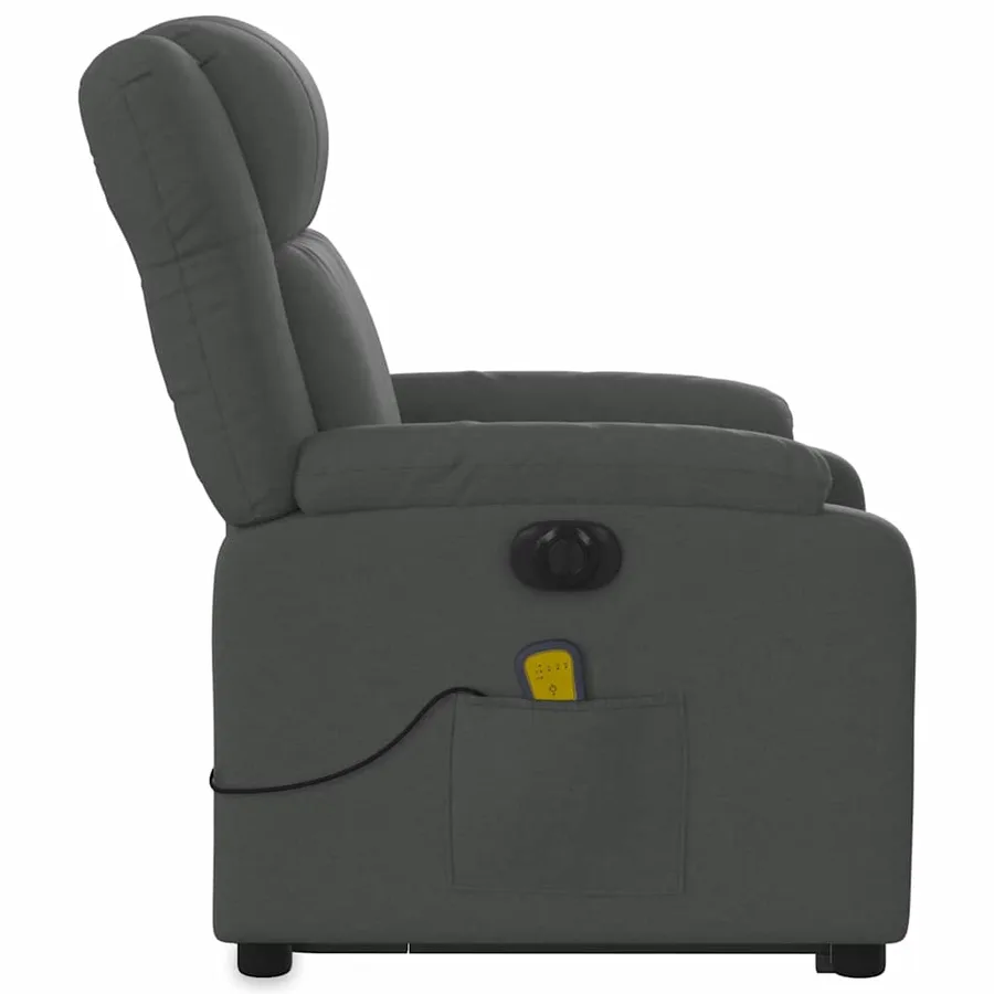 Fauteuil inclinable de massage électrique Gris foncé Tissu - 10