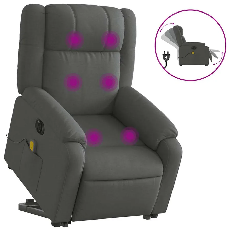 Fauteuil inclinable de massage électrique Gris foncé Tissu - 2