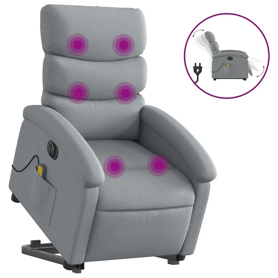 Fauteuil inclinable de massage électrique Gris clair Tissu - 2