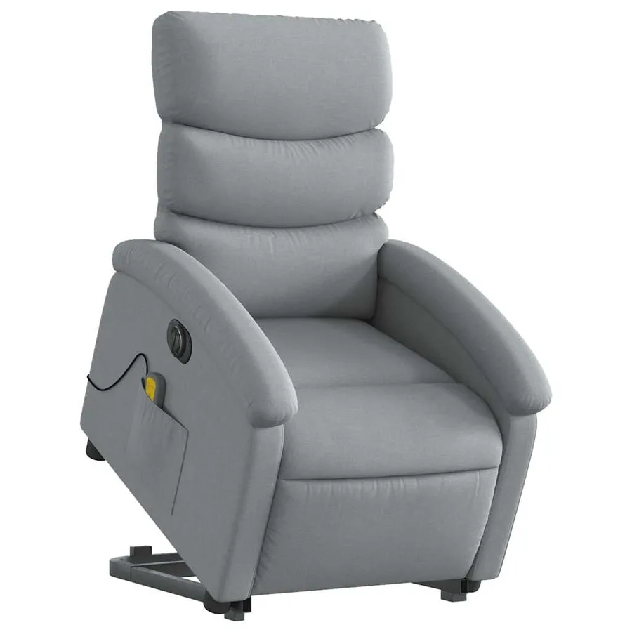 Fauteuil inclinable de massage électrique Gris clair Tissu - 3