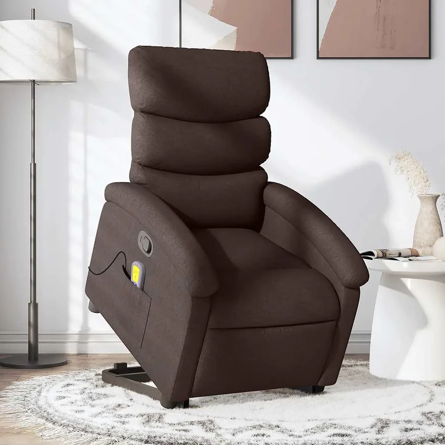 Fauteuil inclinable de massage Marron foncé Tissu