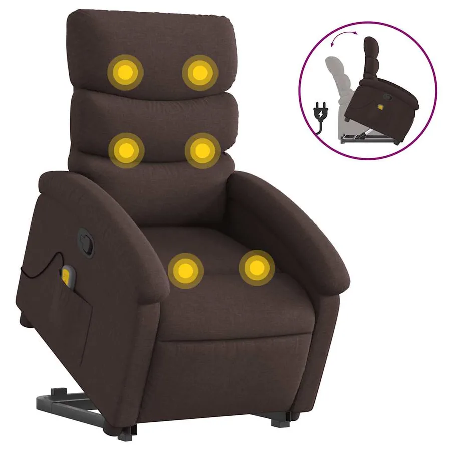 Fauteuil inclinable de massage Marron foncé Tissu - 2