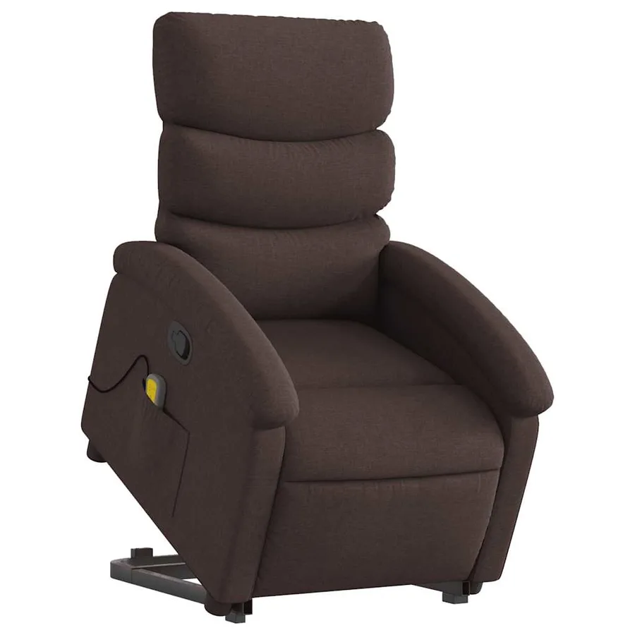 Fauteuil inclinable de massage Marron foncé Tissu - 3