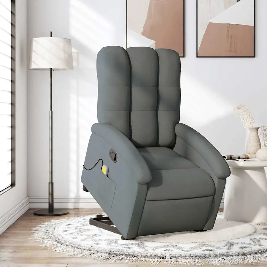 Fauteuil de massage inclinable Gris foncé Tissu - 16