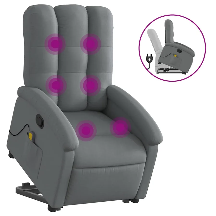 Fauteuil de massage inclinable Gris foncé Tissu - 2