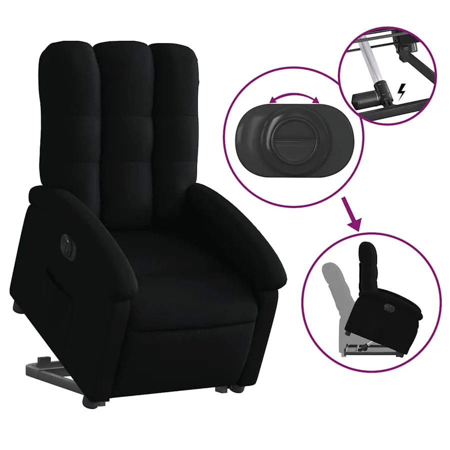 Fauteuil inclinable électrique noir tissu - 6