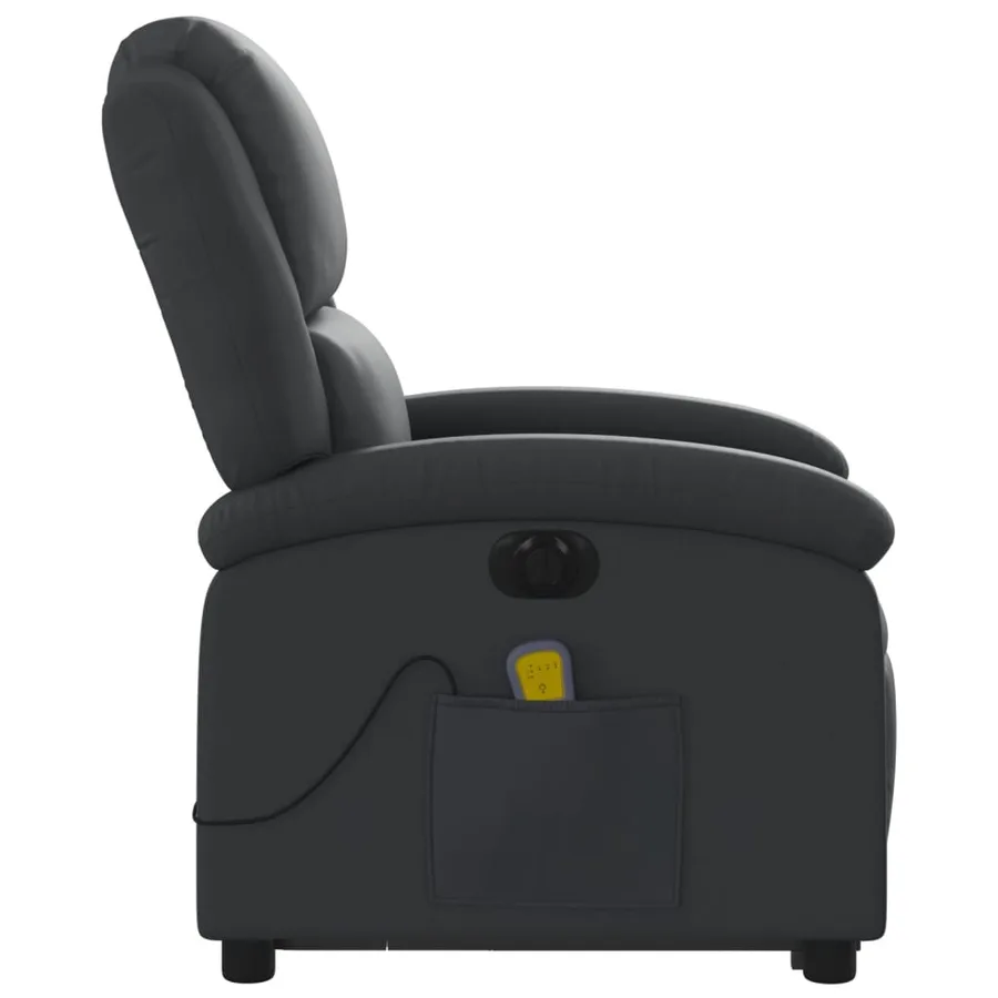 Fauteuil inclinable de massage électrique noir cuir véritable - 10