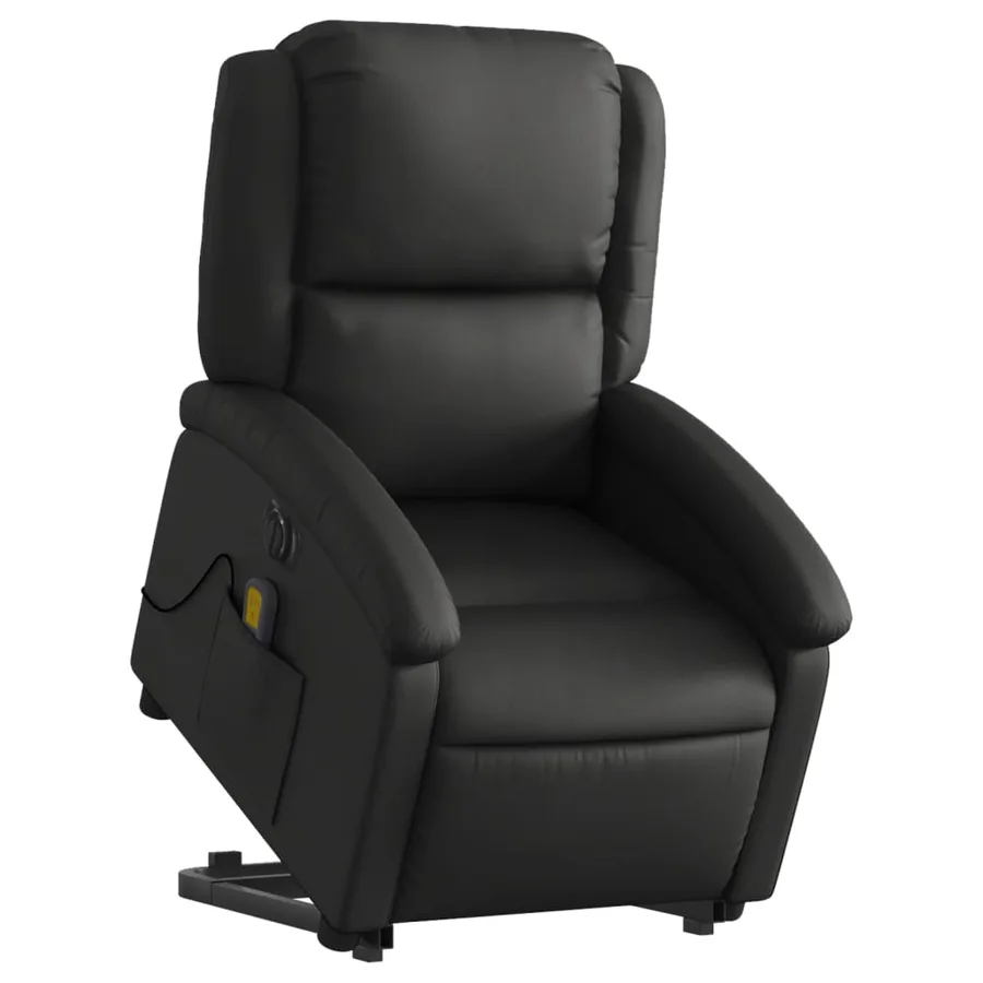 Fauteuil inclinable de massage électrique noir cuir véritable - 3