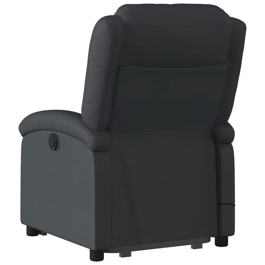 Fauteuil inclinable de massage électrique noir cuir véritable - 5