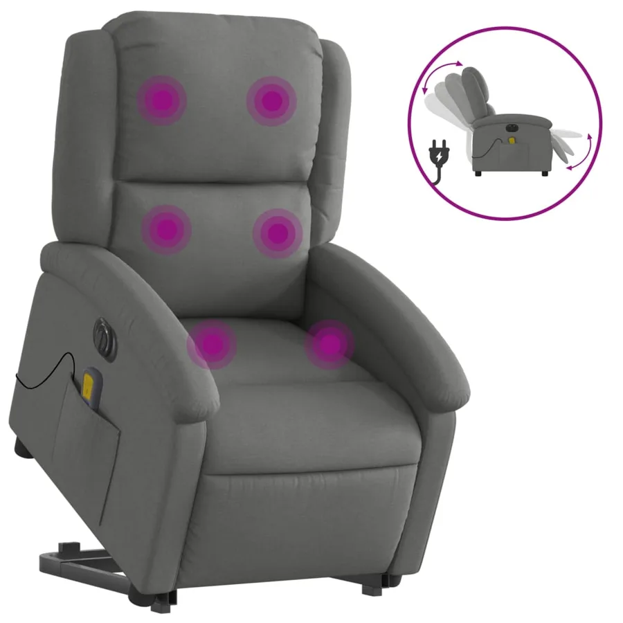 Fauteuil inclinable de massage électrique Gris foncé Tissu - 2