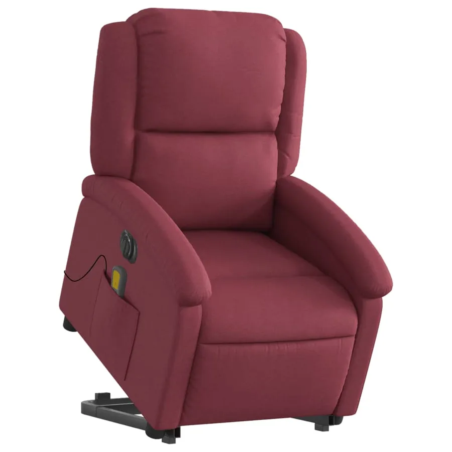 Fauteuil inclinable de massage électrique Rouge bordeaux Tissu - 3