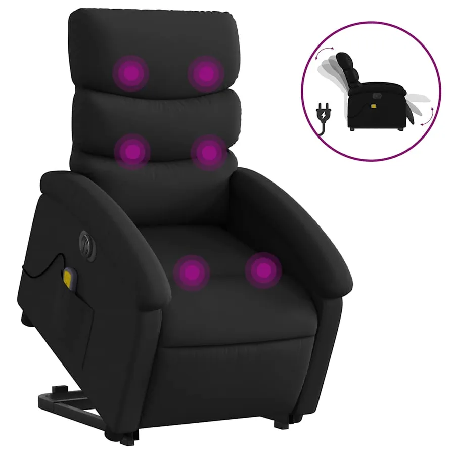 Fauteuil inclinable de massage électrique noir similicuir - 2