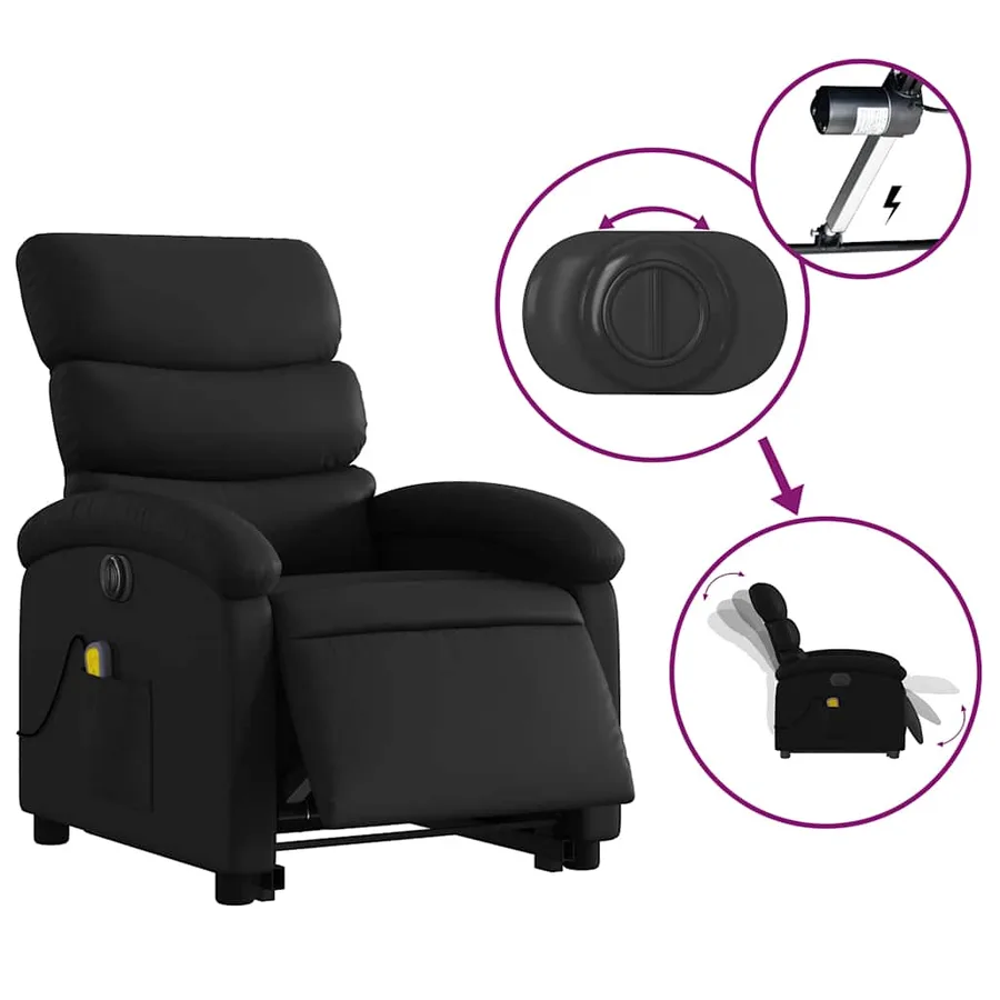Fauteuil inclinable de massage électrique noir similicuir - 6