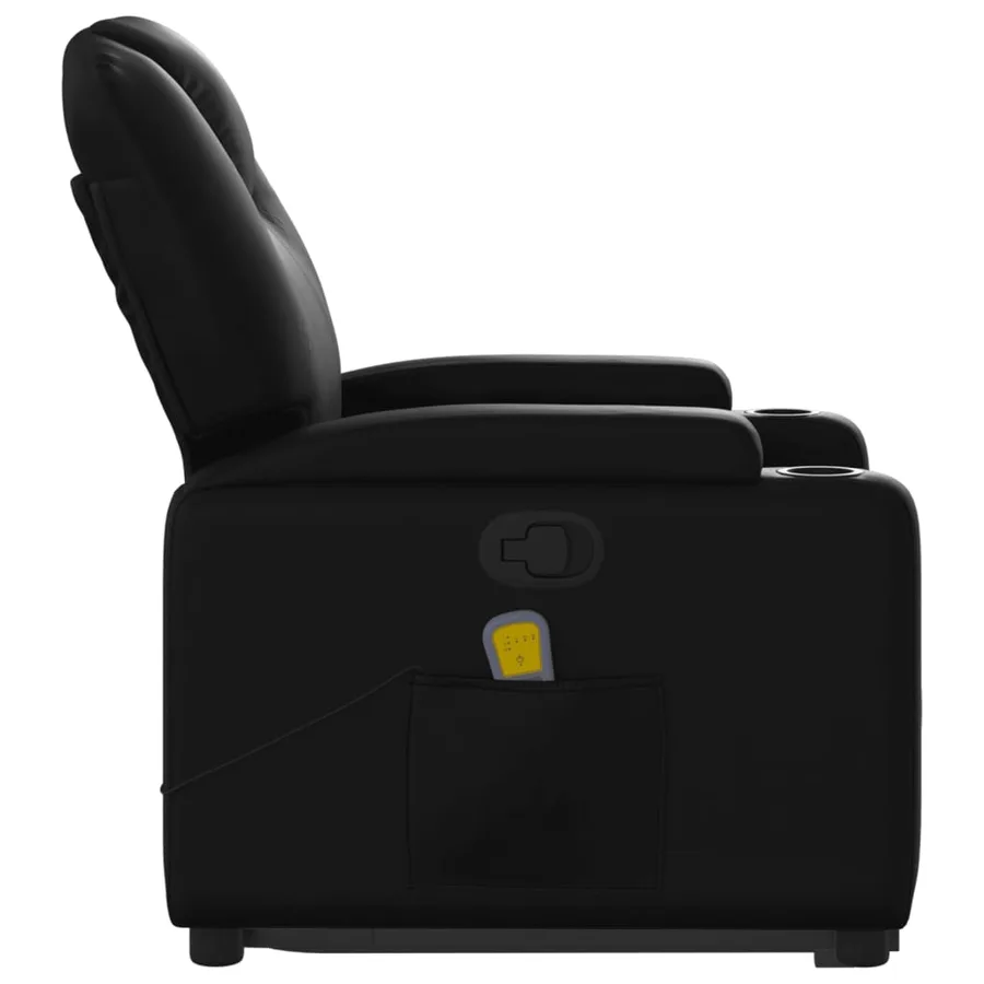 Fauteuil inclinable de massage Noir Similicuir - 10