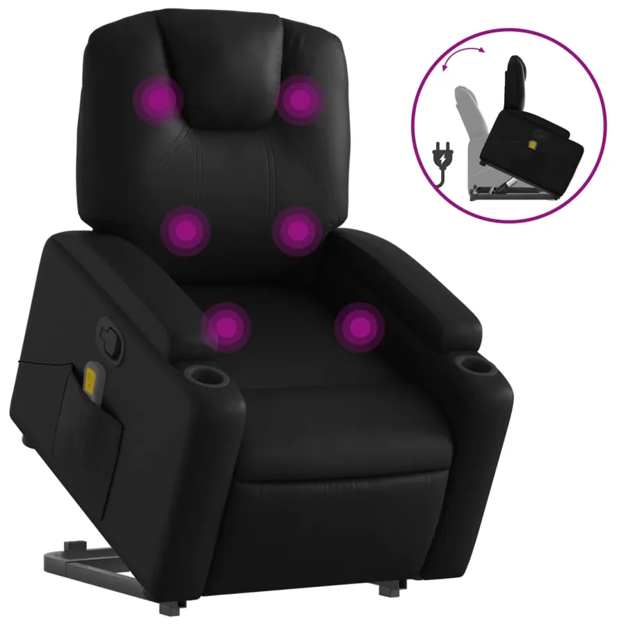 Fauteuil inclinable de massage Noir Similicuir - 2