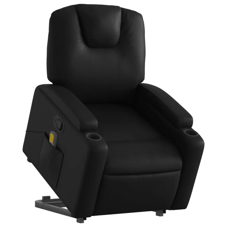 Fauteuil inclinable de massage Noir Similicuir - 3