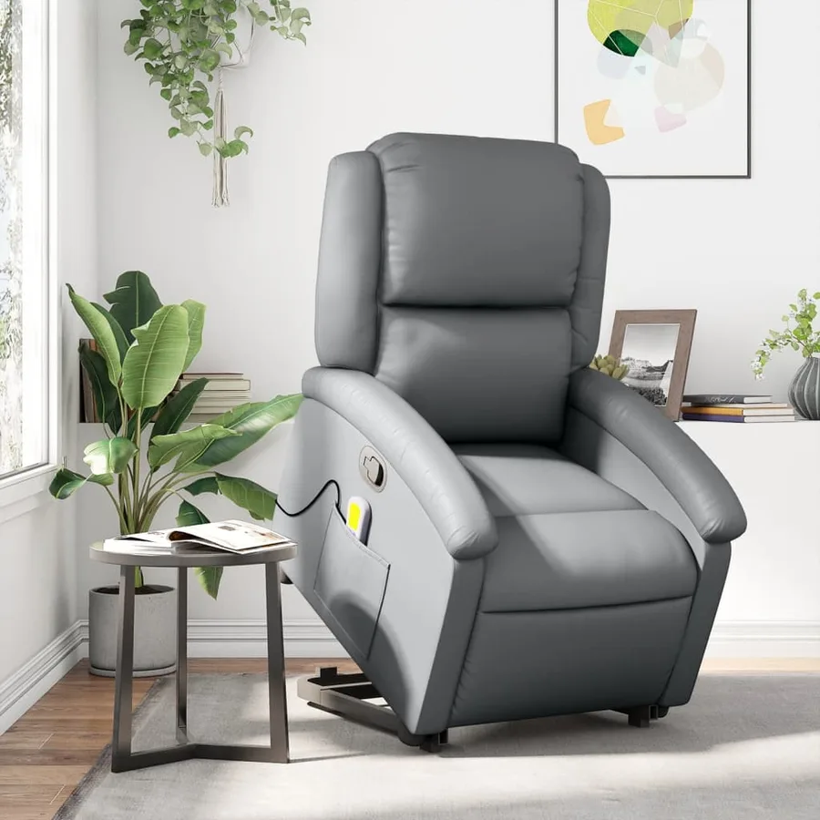Fauteuil inclinable de massage Gris Similicuir - 16