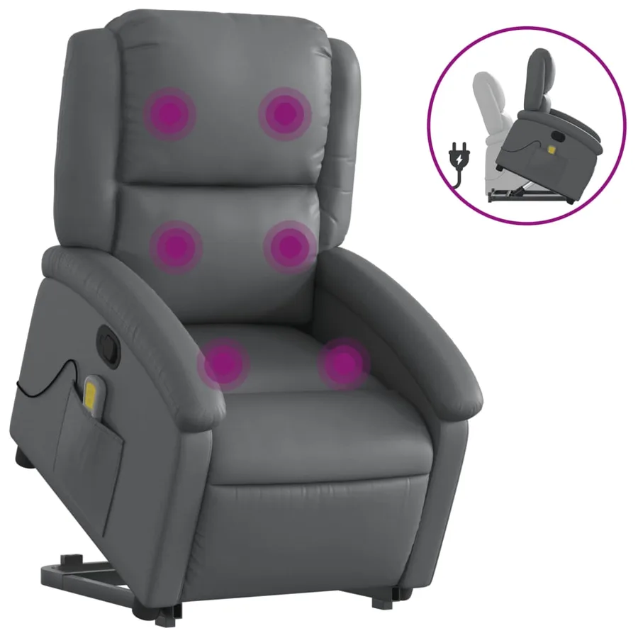 Fauteuil inclinable de massage Gris Similicuir - 2