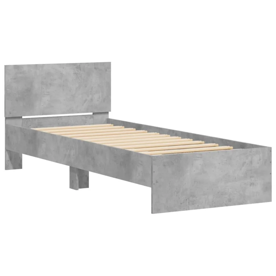 Cadre de lit sans matelas avec tête de lit gris béton 90x190 cm - 3
