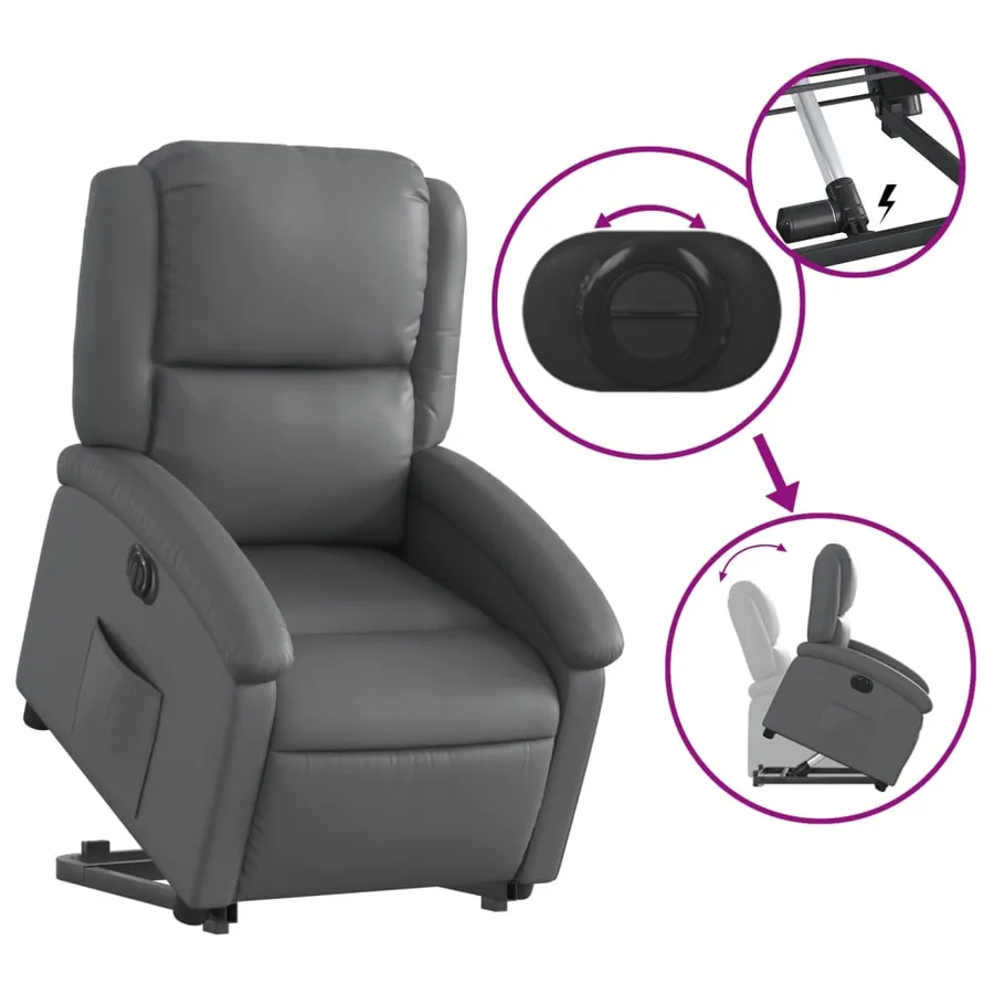 Fauteuil inclinable électrique gris similicuir - 11