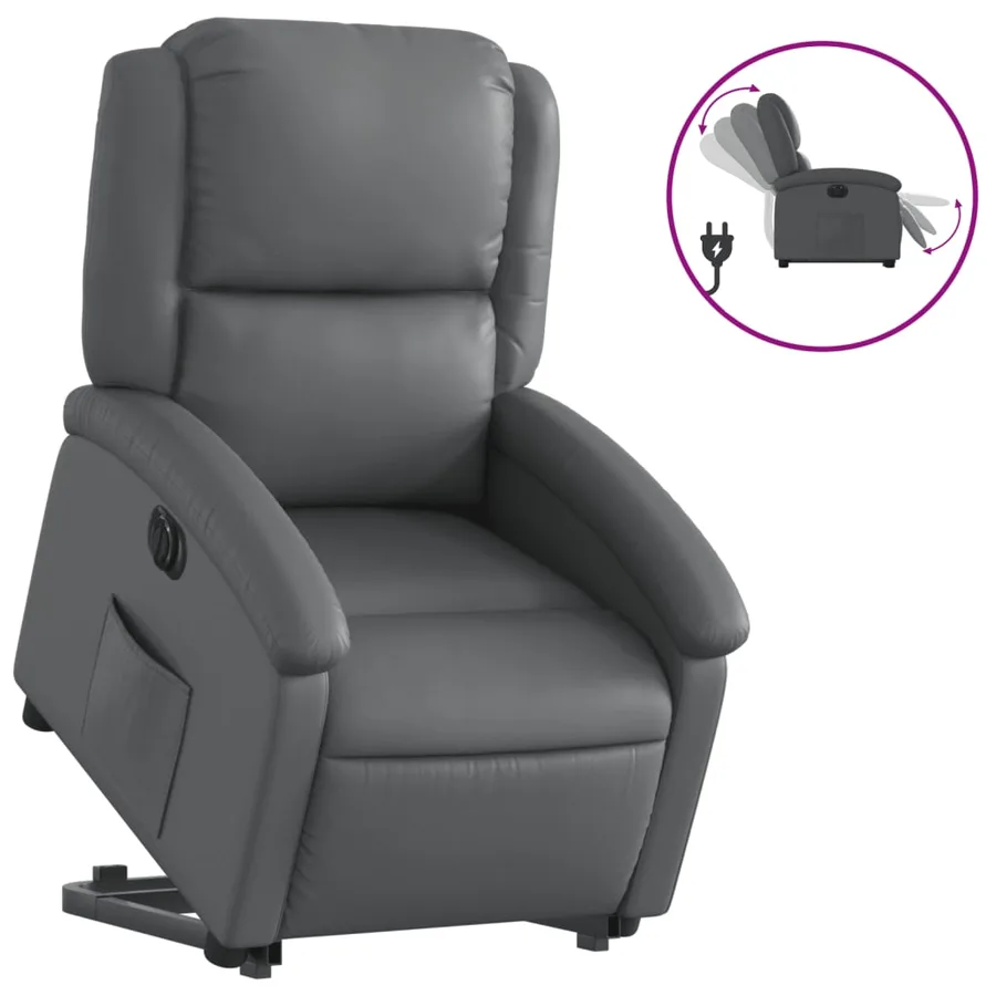 Fauteuil inclinable électrique gris similicuir - 2