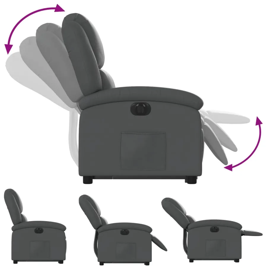 Fauteuil inclinable électrique gris similicuir - 7