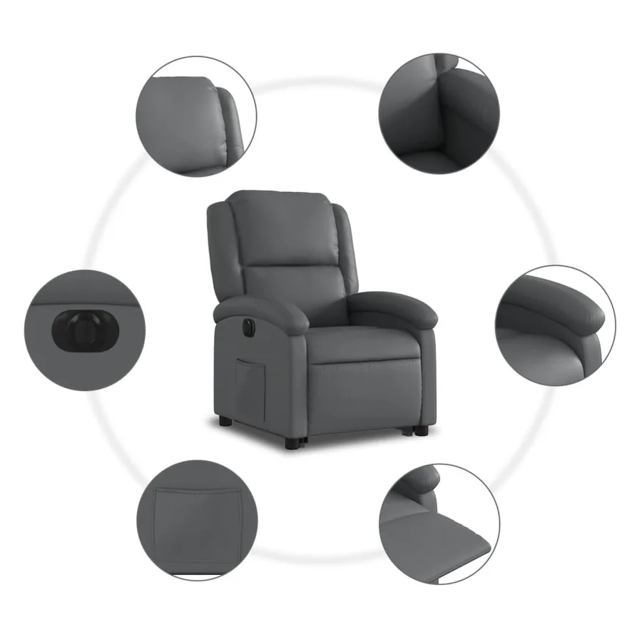 Fauteuil inclinable électrique gris similicuir - 8