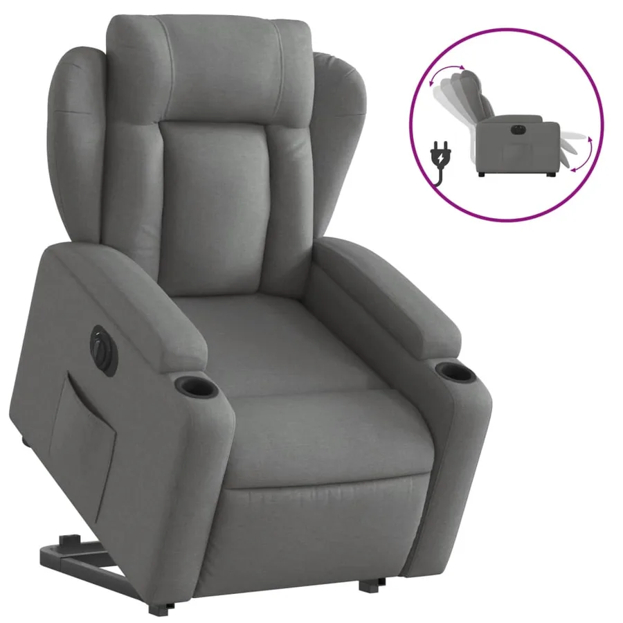 Fauteuil inclinable électrique gris foncé tissu - 2