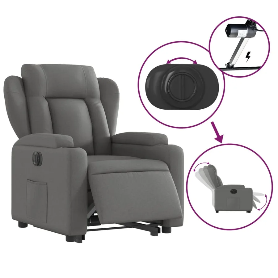 Fauteuil inclinable électrique gris foncé tissu - 6