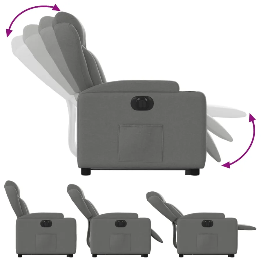 Fauteuil inclinable électrique gris foncé tissu - 7