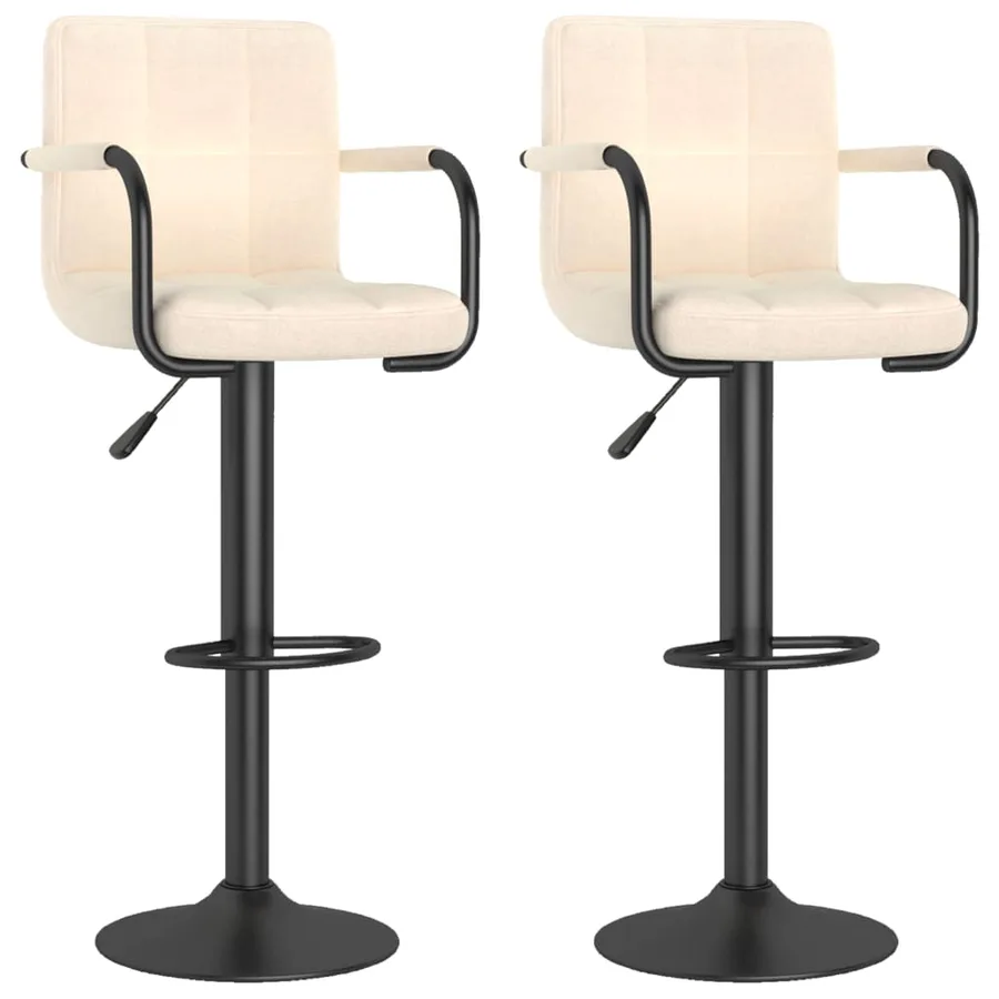 Tabourets de bar lot de 2 crème tissu - 2