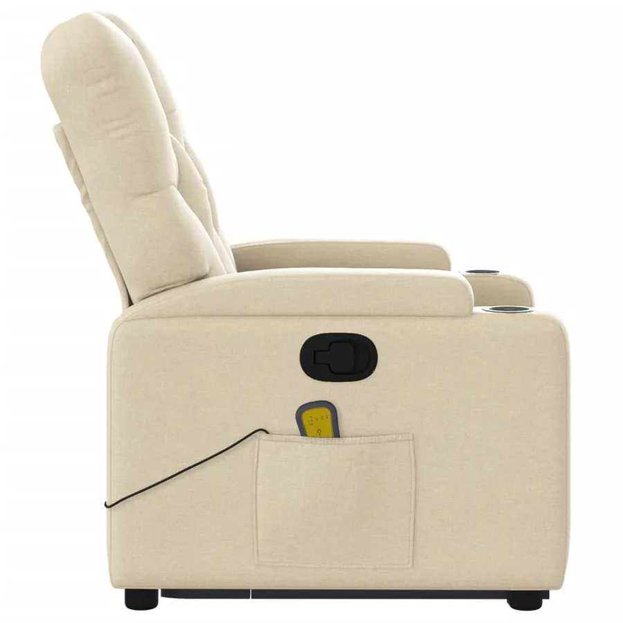 Fauteuil inclinable de massage Crème Tissu - 10