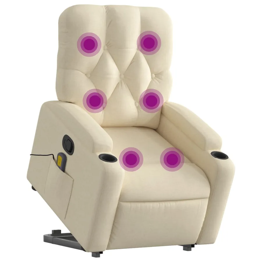 Fauteuil inclinable de massage Crème Tissu - 3