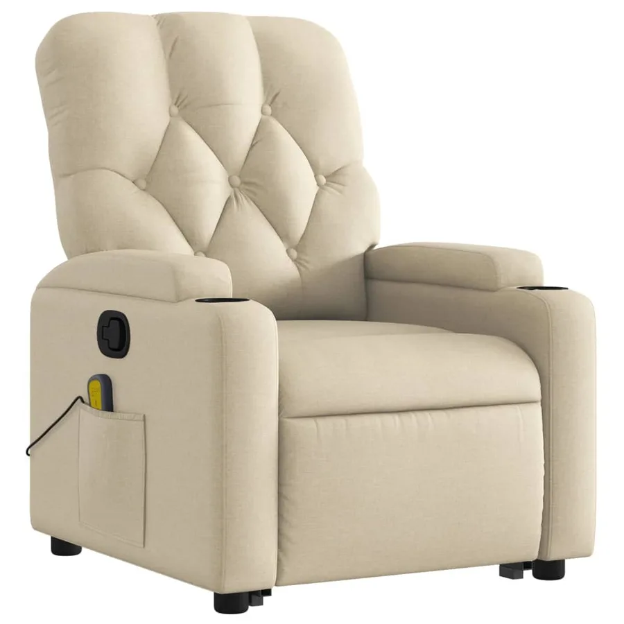 Fauteuil inclinable de massage Crème Tissu - 4