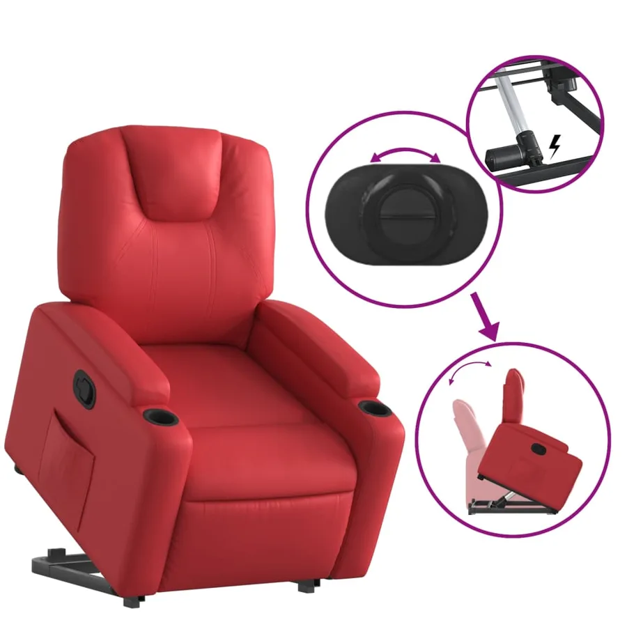 Fauteuil inclinable Rouge Similicuir - 6