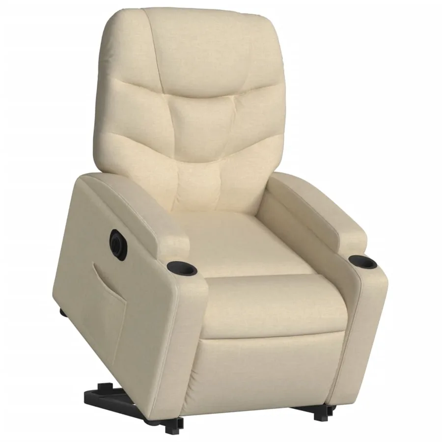 Fauteuil inclinable électrique crème tissu - 3