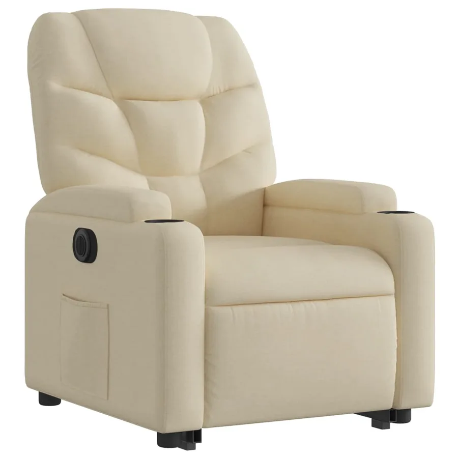 Fauteuil inclinable électrique crème tissu - 4
