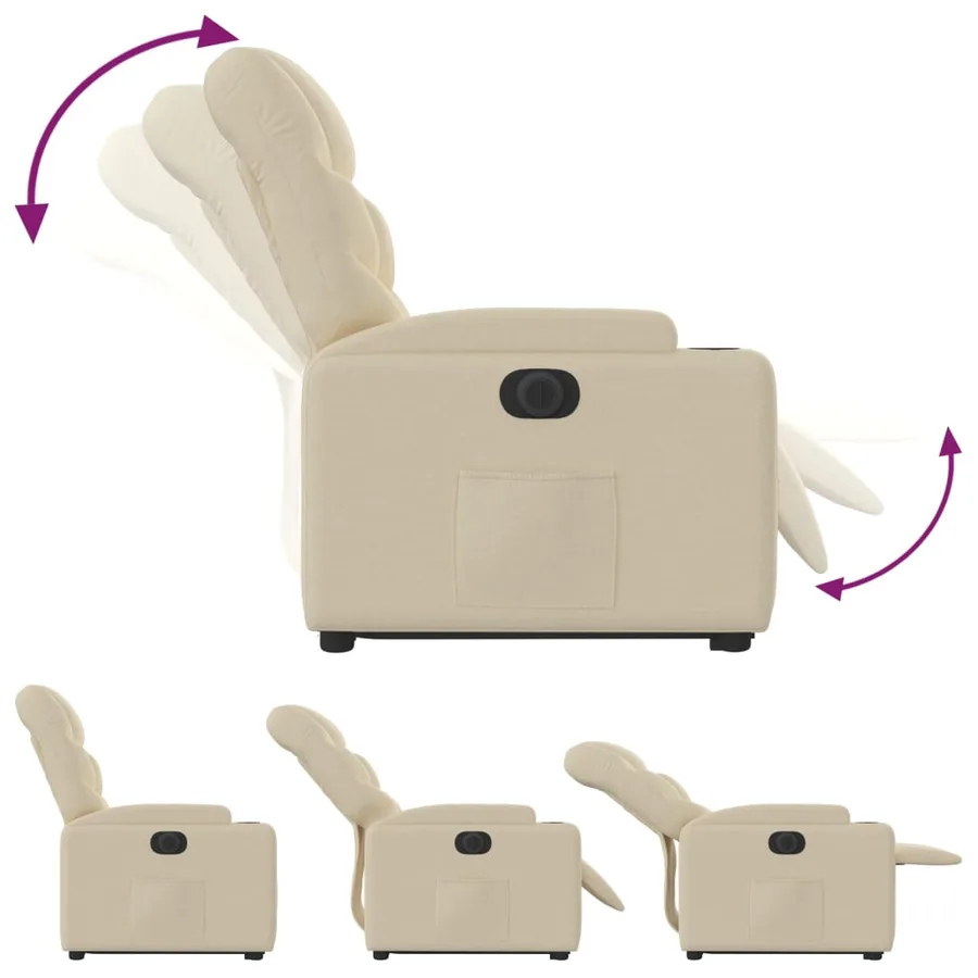 Fauteuil inclinable électrique crème tissu - 7