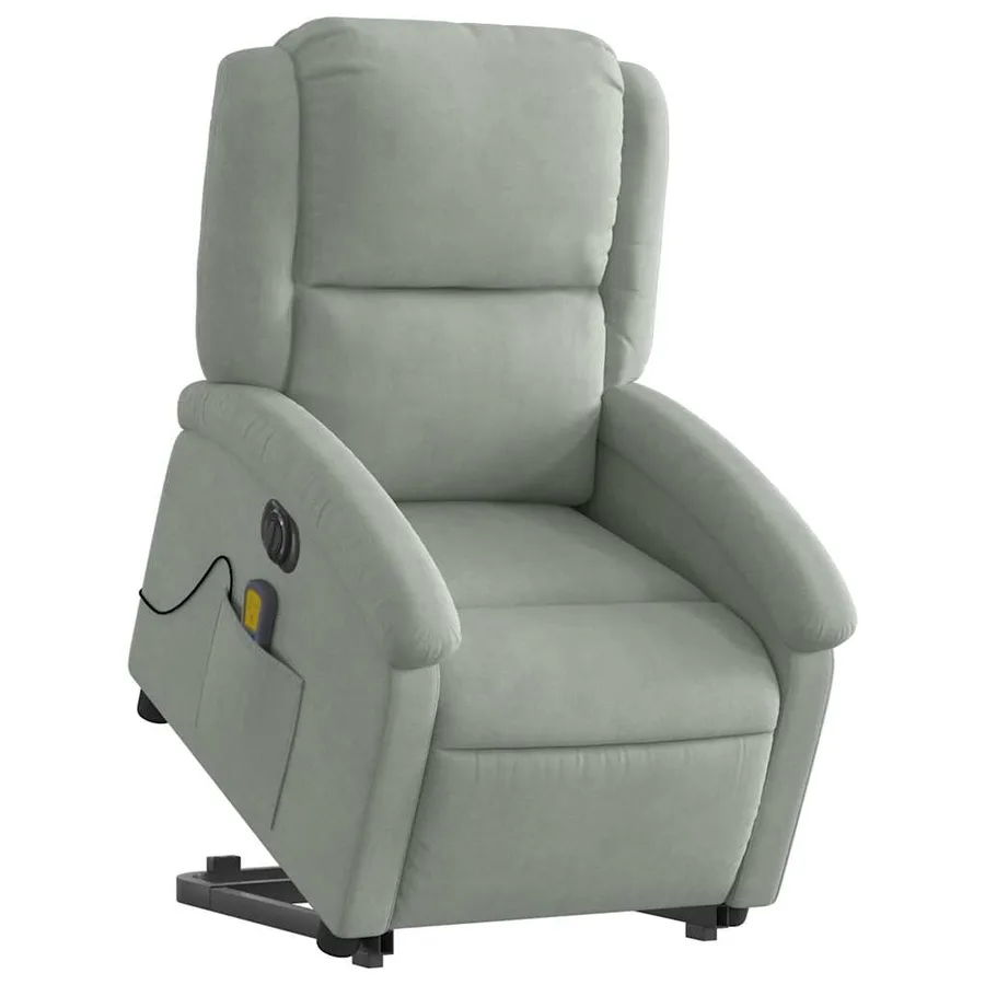 Fauteuil inclinable de massage électrique gris clair velours - 3