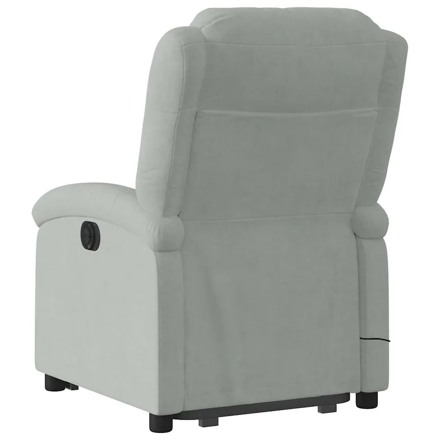 Fauteuil inclinable de massage électrique gris clair velours - 5