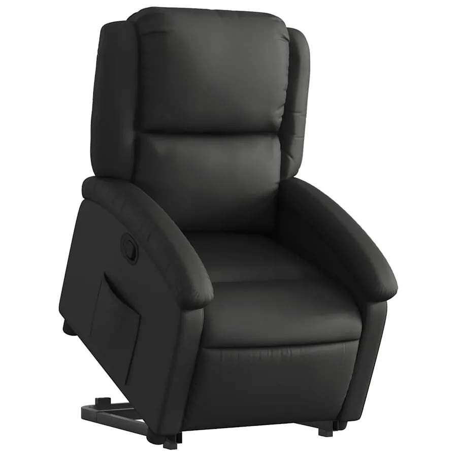 Fauteuil inclinable noir cuir véritable - 3