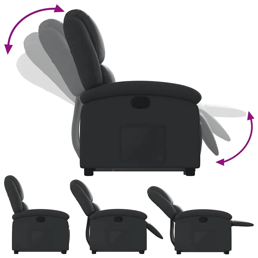 Fauteuil inclinable noir cuir véritable - 7