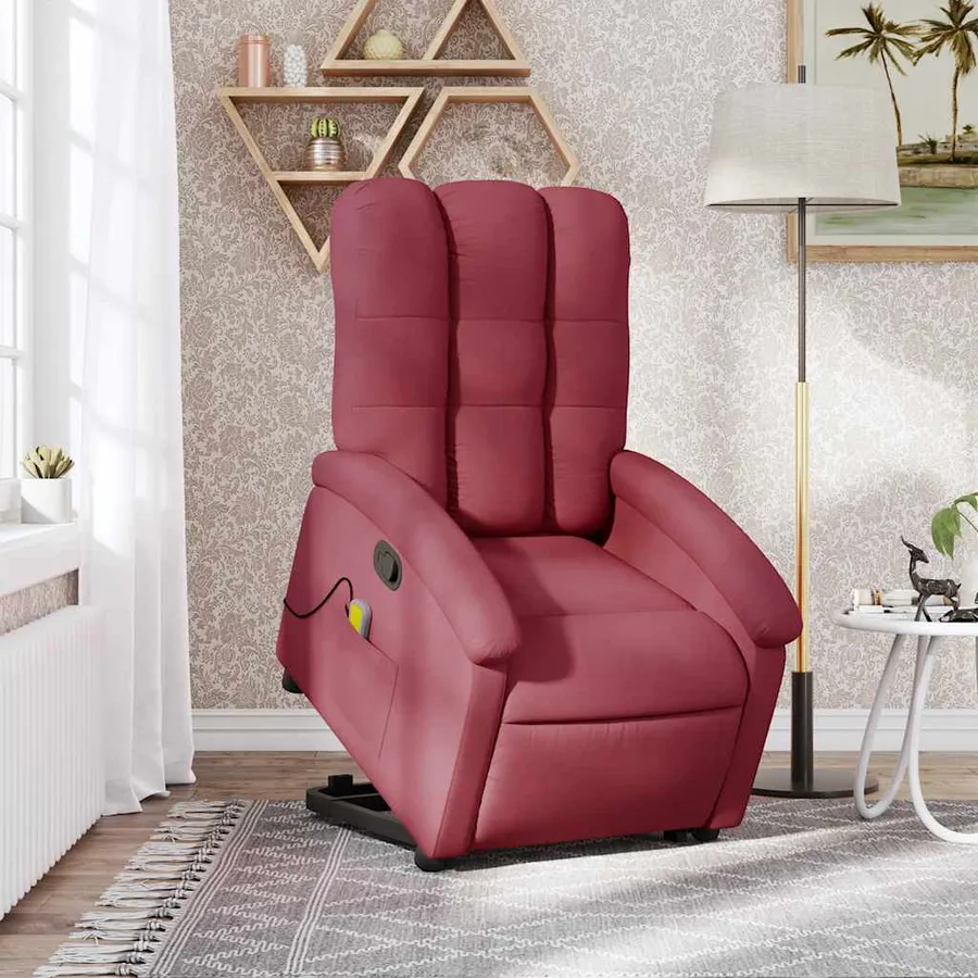 Fauteuil inclinable de massage Rouge bordeaux Tissu - 15