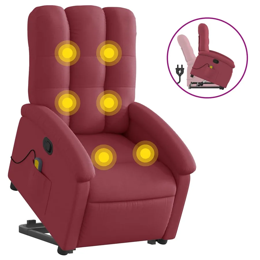 Fauteuil inclinable de massage Rouge bordeaux Tissu - 2