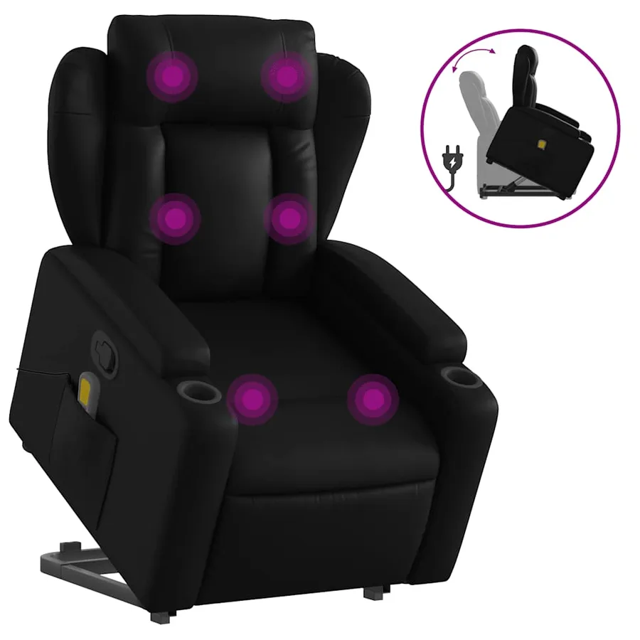 Fauteuil inclinable de massage Noir Similicuir - 2
