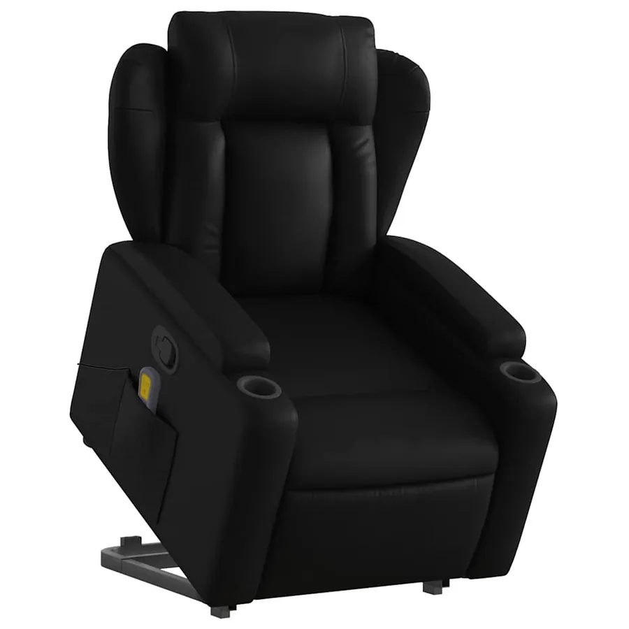 Fauteuil inclinable de massage Noir Similicuir - 3