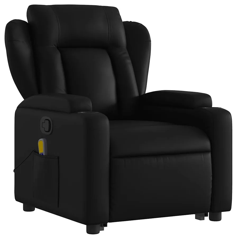 Fauteuil inclinable de massage Noir Similicuir - 4