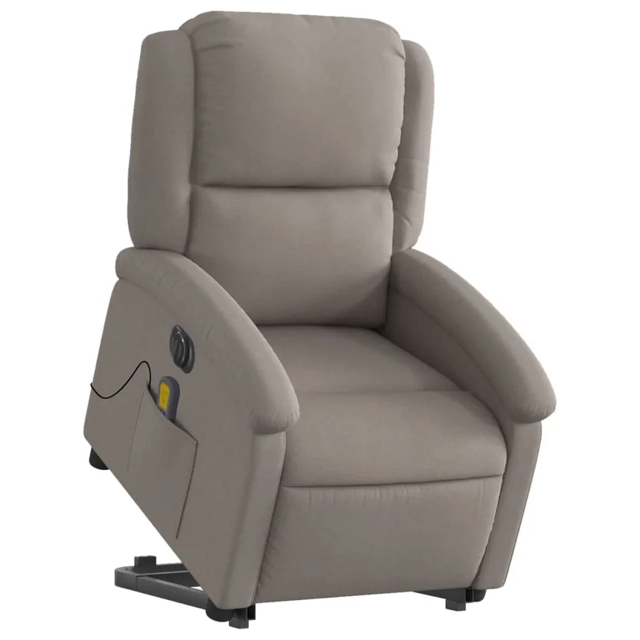 Fauteuil inclinable de massage électrique Taupe Tissu - 3