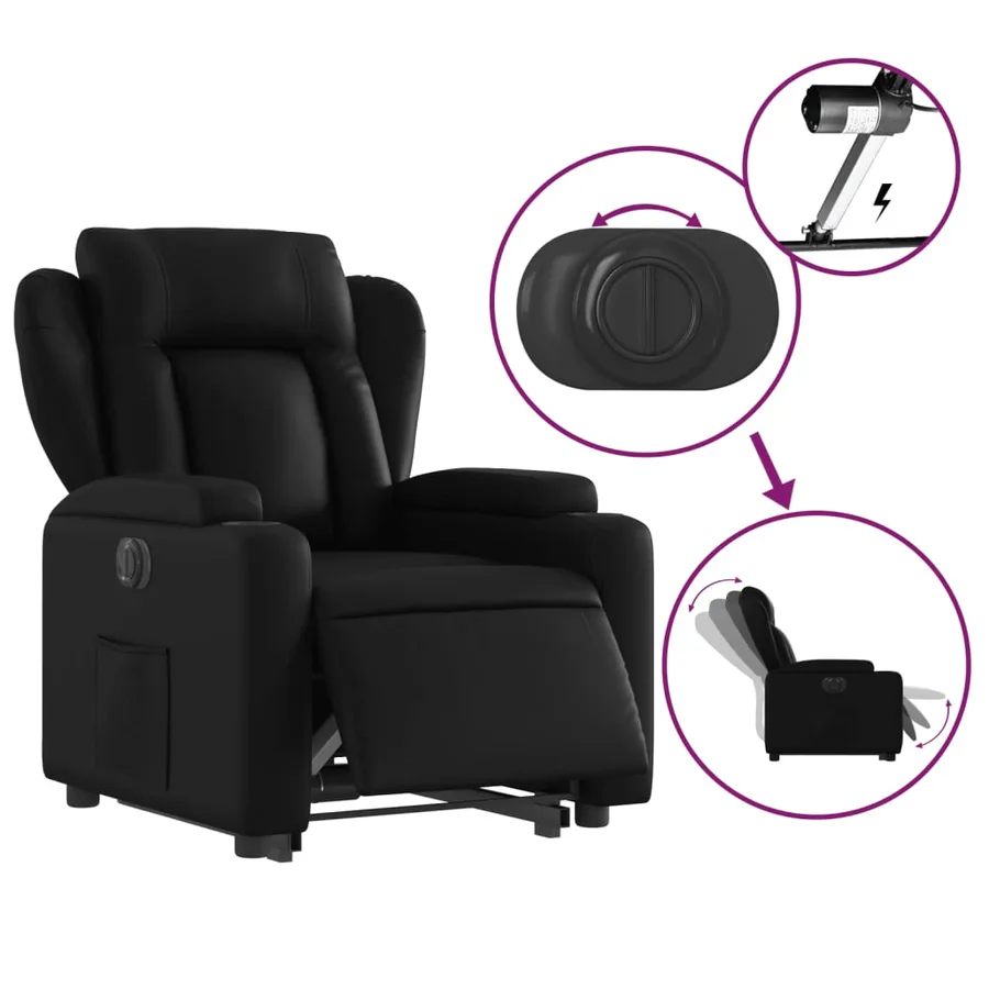 Fauteuil inclinable électrique noir similicuir - 6